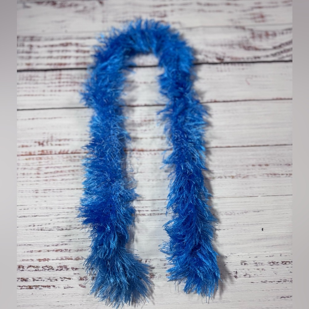 Kids Blue Fuzzy Boa Hair Accessory - Fun Dress-Up Feathered Scarf